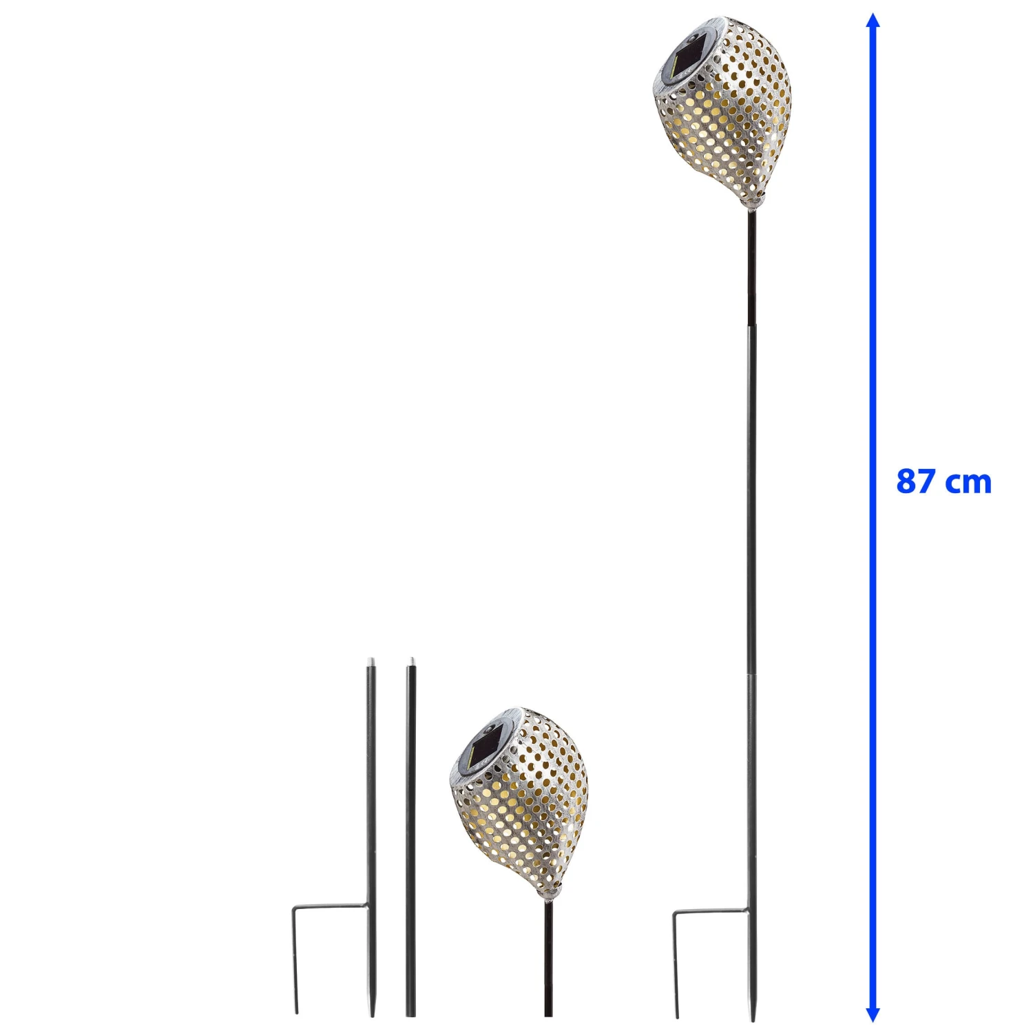 Solar LED Dekostecker 2er Set Metall Kelch Schräg KABELLOS In Silber 9 Solar LED Dekostecker 2er Set Metall Kelch Schräg KABELLOS In Silber – Bild 7