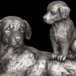 Hund Mit Welpe In Antiksilber 7 Hund Mit Welpe In Antiksilber -Allgemeiner Haushaltswarenladen ambiente haus hund mit welpe in antiksilber 2