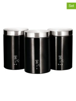3er-Set: Vorratsdosen In Schwarz/ Silber - (H)17,8 X Ø 11 Cm