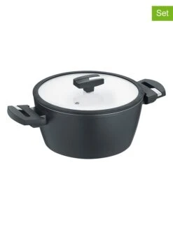 2tlg. Set: Kochtopf "Bain" In Schwarz/ Weiß - Ø 20 Cm