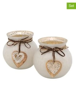 2er-Set: Windlichter "Liasca" In Beige - (H)12 X Ø 13 Cm