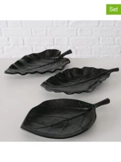 3er-Set: Dekoschalen "Blatt" In Schwarz - (L)27 X (B)20 Cm