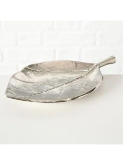 3er-Set: Dekoschalen "Blatt" In Silber - (L)26 X (B)14 Cm -Allgemeiner Haushaltswarenladen boltze 3er set dekoschalen blatt in silber l 26 x b 14 cm 2