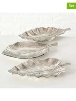 3er-Set: Dekoschalen "Blatt" In Silber - (L)26 X (B)14 Cm