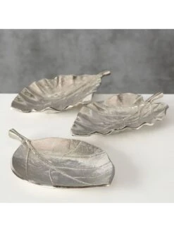 3er-Set: Dekoschalen "Blatt" In Silber - (L)26 X (B)14 Cm -Allgemeiner Haushaltswarenladen boltze 3er set dekoschalen blatt in silber l 26 x b 14 cm 5