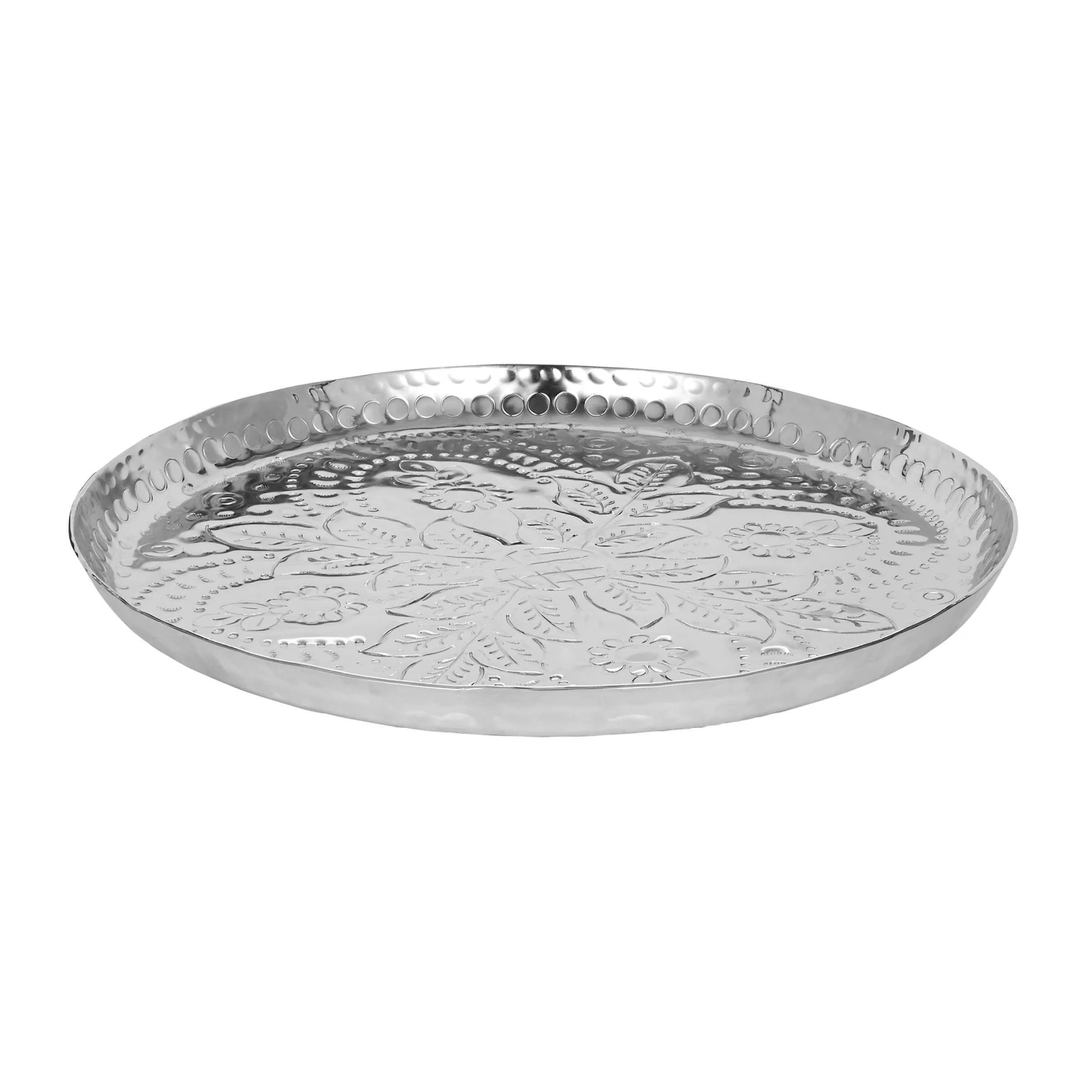 Deko-Teller Floral Ø37cm ORIENTAL LOUNGE In Silber 4 Deko-Teller Floral Ø37cm ORIENTAL LOUNGE In Silber – Bild 2