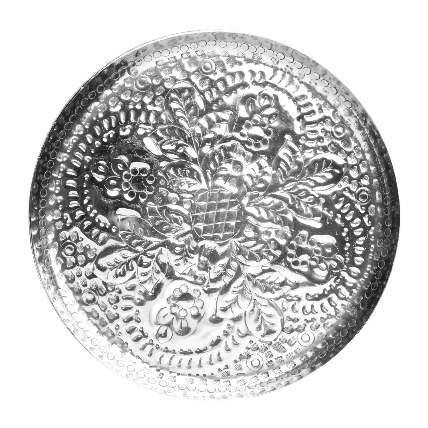 Deko-Teller Floral Ø37cm ORIENTAL LOUNGE In Silber 3 Deko-Teller Floral Ø37cm ORIENTAL LOUNGE In Silber