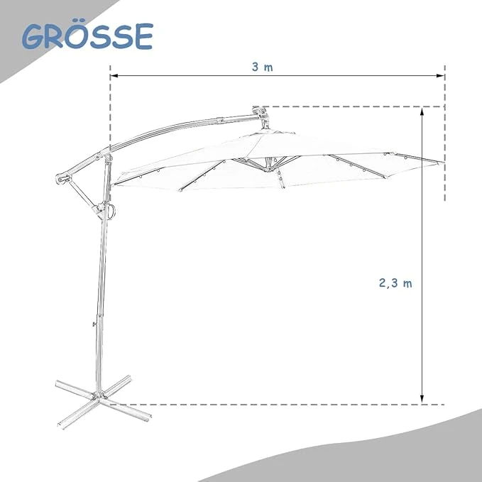 300cm Sonnenschirm Mit LED In Blau 6 300cm Sonnenschirm Mit LED In Blau – Bild 4