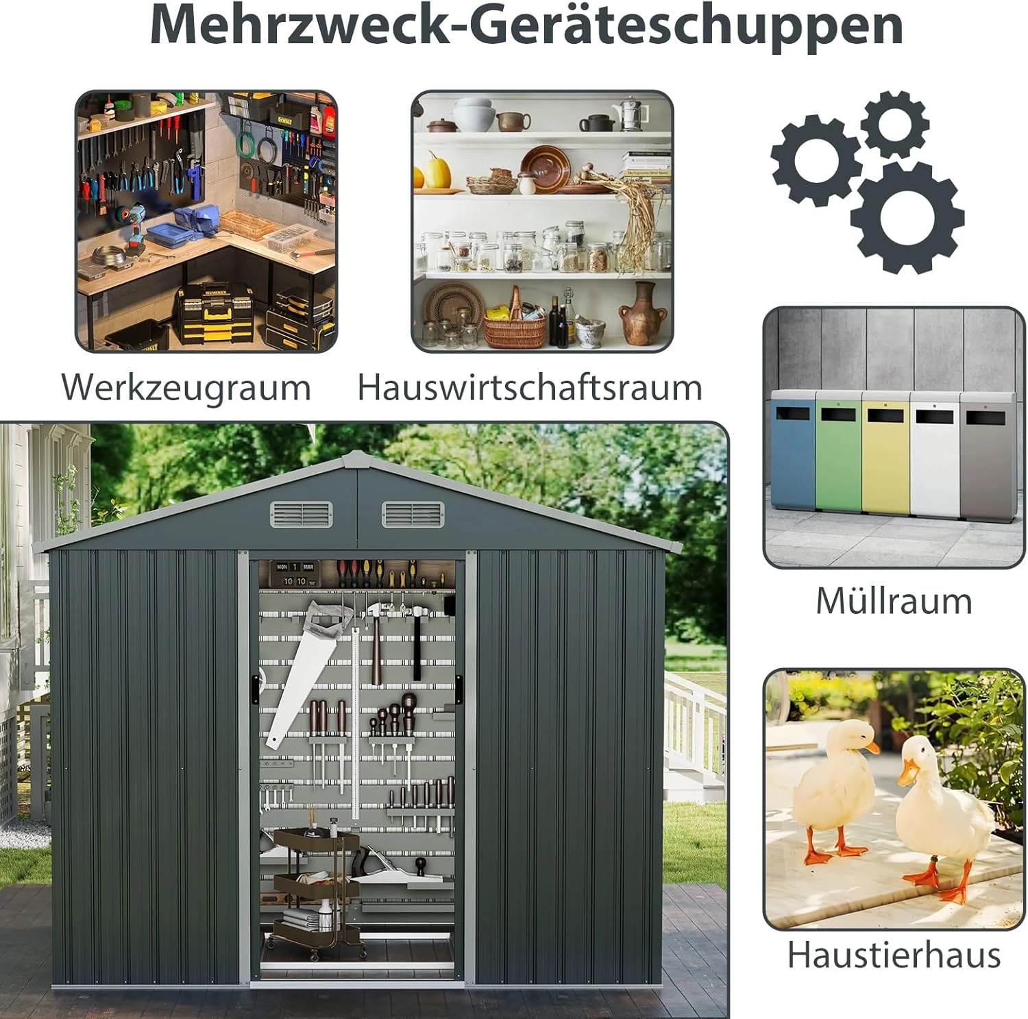 Geräteschuppen 7,17 M³ Türgröße: 75,5*156m In Grau 5 Geräteschuppen 7,17 M³ Türgröße: 75,5*156m In Grau – Bild 3