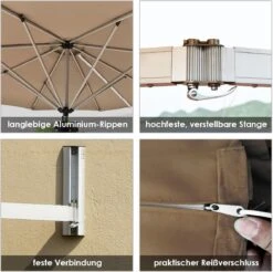 Ø247cm Sonnenschirm Wandmontiert In Braun -Allgemeiner Haushaltswarenladen costway o247cm sonnenschirm wandmontiert in braun 3