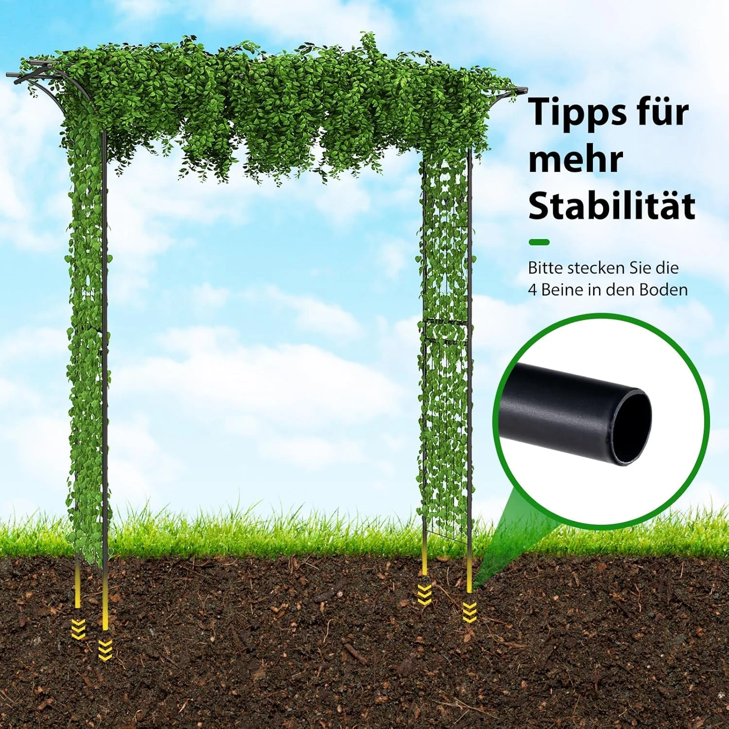 Rosenbogen Metall 206cm In Schwarz 5 Rosenbogen Metall 206cm In Schwarz – Bild 3