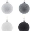 12er-Set: Weihnachtskugeln In Schwarz/ Silber/ Weiß - Ø 6,5 Cm -Allgemeiner Haushaltswarenladen cotton ball lights 12er set weihnachtskugeln in schwarz silber weiss o 6 5 cm