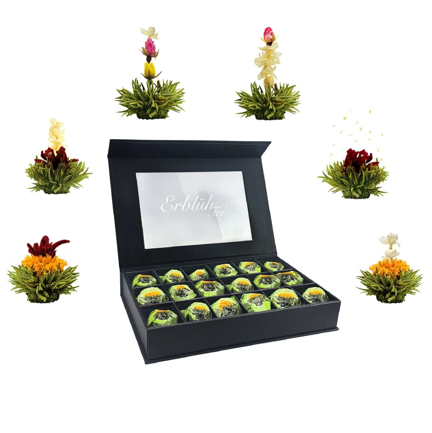 18er Magnetbox Teeblumen Grüner Tee 4 18er Magnetbox Teeblumen Grüner Tee – Bild 2