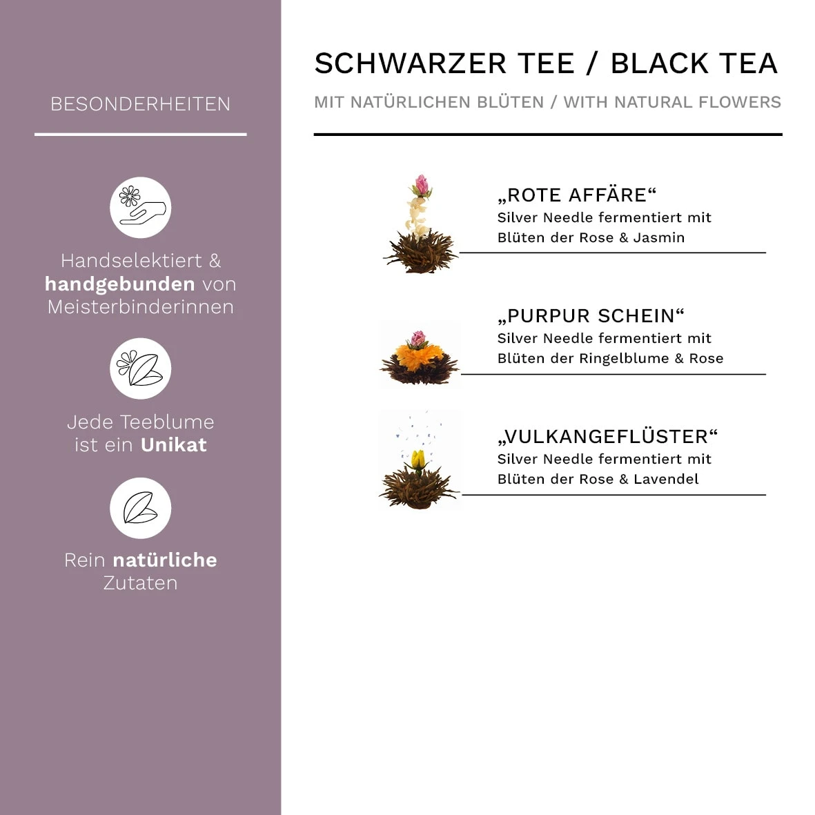 7tlg. Set: Holz-Teekiste + 6 Teeblumen "ErblühTee Schwarzer Tee" 4 7tlg. Set: Holz-Teekiste + 6 Teeblumen "ErblühTee Schwarzer Tee" – Bild 2