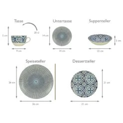 CreaTable Marrakesch BLUE Kombiservice 30 Teilig In Weiß/blau -Allgemeiner Haushaltswarenladen creatable creatable marrakesch blue kombiservice 30 teilig in weiss blau 6