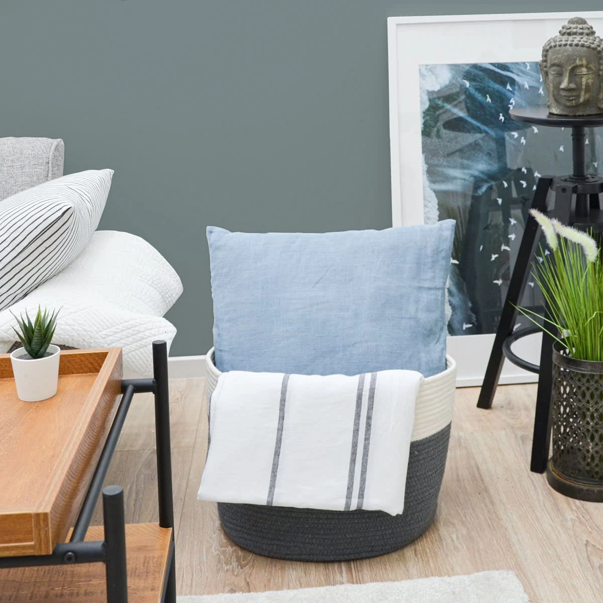 35l Baumwoll Seilkorb Ø39x30cm In Bunt 4 35l Baumwoll Seilkorb Ø39x30cm In Bunt – Bild 2