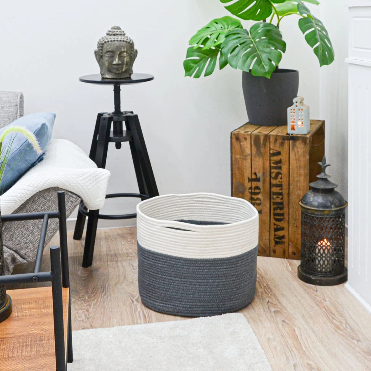 35l Baumwoll Seilkorb Ø39x30cm In Bunt 5 35l Baumwoll Seilkorb Ø39x30cm In Bunt – Bild 3