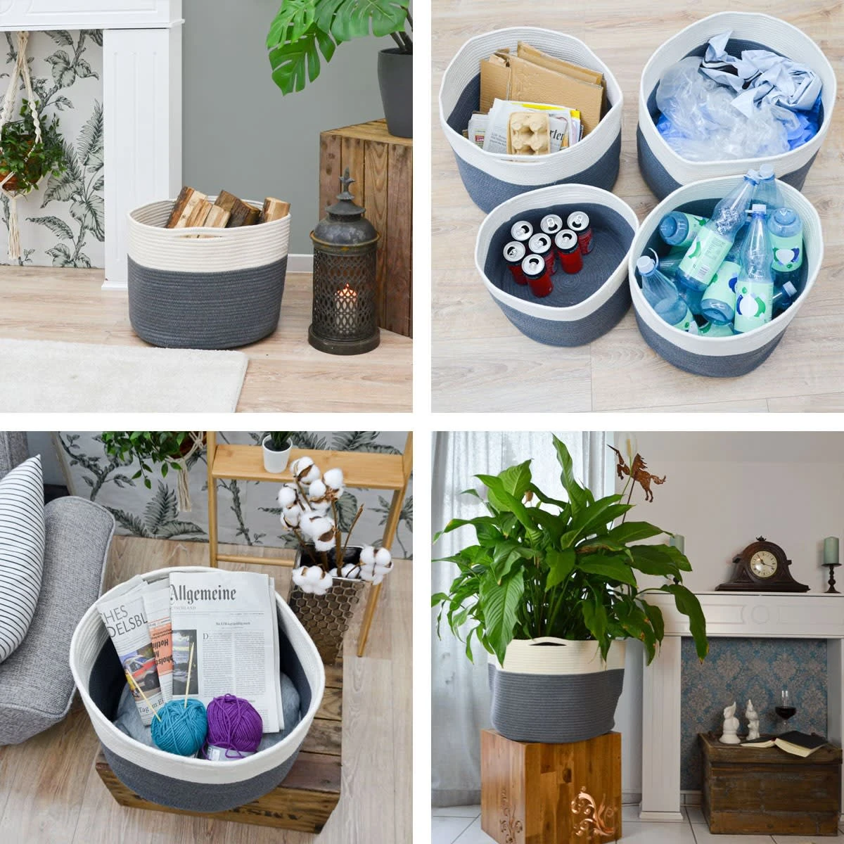 35l Baumwoll Seilkorb Ø39x30cm In Bunt 6 35l Baumwoll Seilkorb Ø39x30cm In Bunt – Bild 4