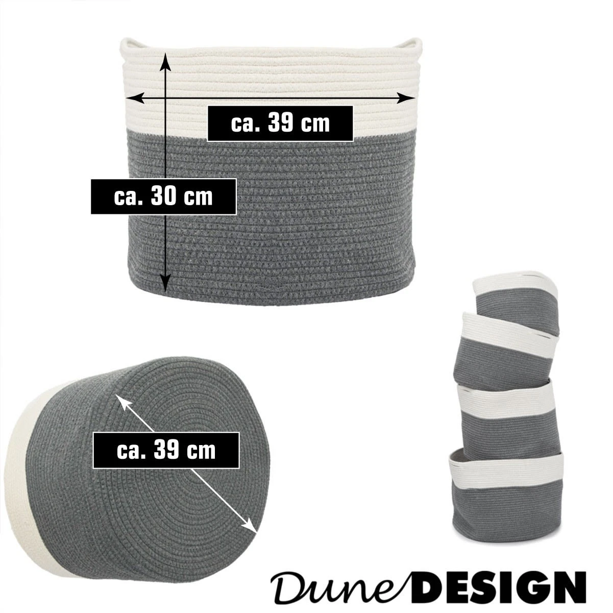 35l Baumwoll Seilkorb Ø39x30cm In Bunt 9 35l Baumwoll Seilkorb Ø39x30cm In Bunt – Bild 7