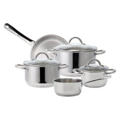 8 Tlg. Set Kochtopf-Set Aus Edelstahl In Silber