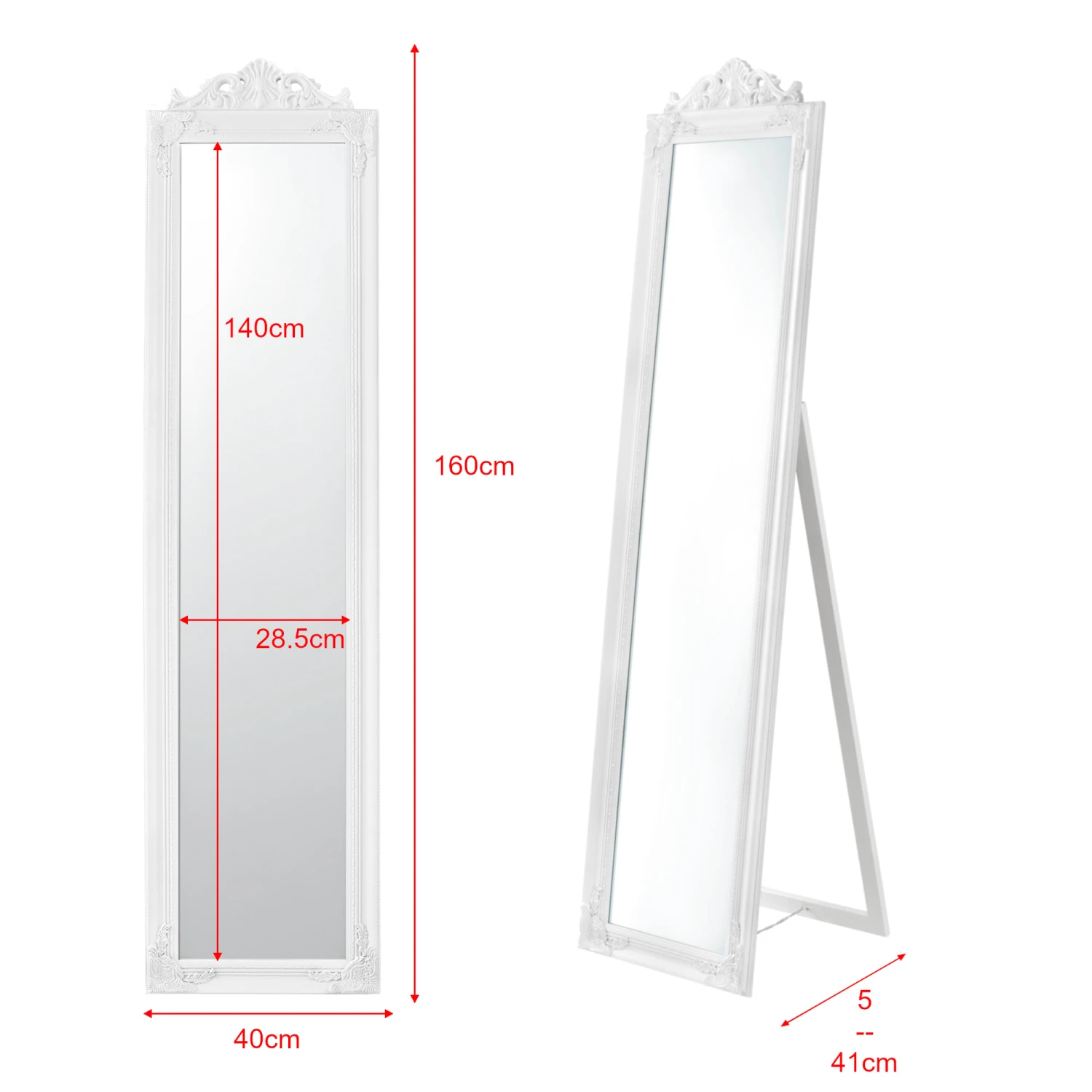 Standspiegel Arezzo In Weiß (H)160cm (B)5cm (L)40cm 7 Standspiegel Arezzo In Weiß (H)160cm (B)5cm (L)40cm – Bild 5