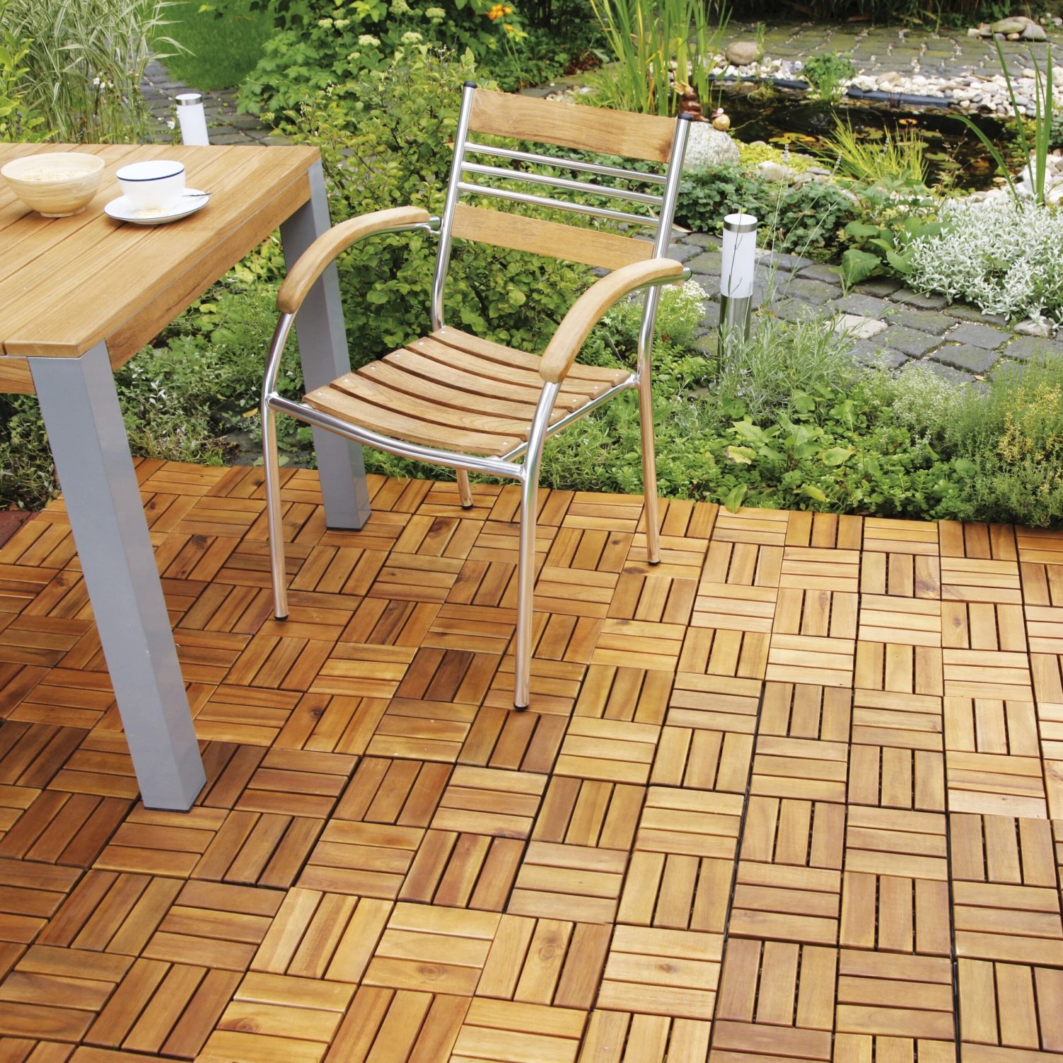 10er-Set Holzfliesen Klicksystem In Hellbraun 4 10er-Set Holzfliesen Klicksystem In Hellbraun – Bild 2