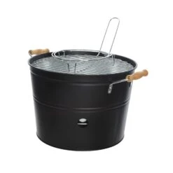 Mini Eimergrill Holzkohlegrill Metall H: 24cm In Schwarz