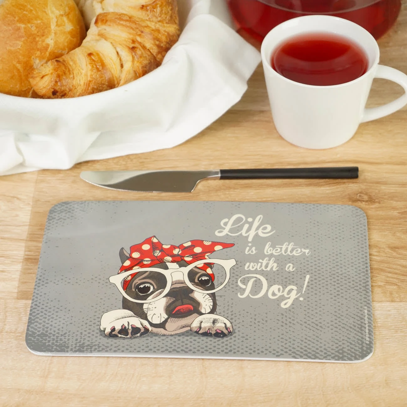 Frühstücksbrettchen Vintage Bulldogge In Grau - 23,5 X 14,5 Cm 4 Frühstücksbrettchen Vintage Bulldogge In Grau - 23,5 X 14,5 Cm – Bild 2