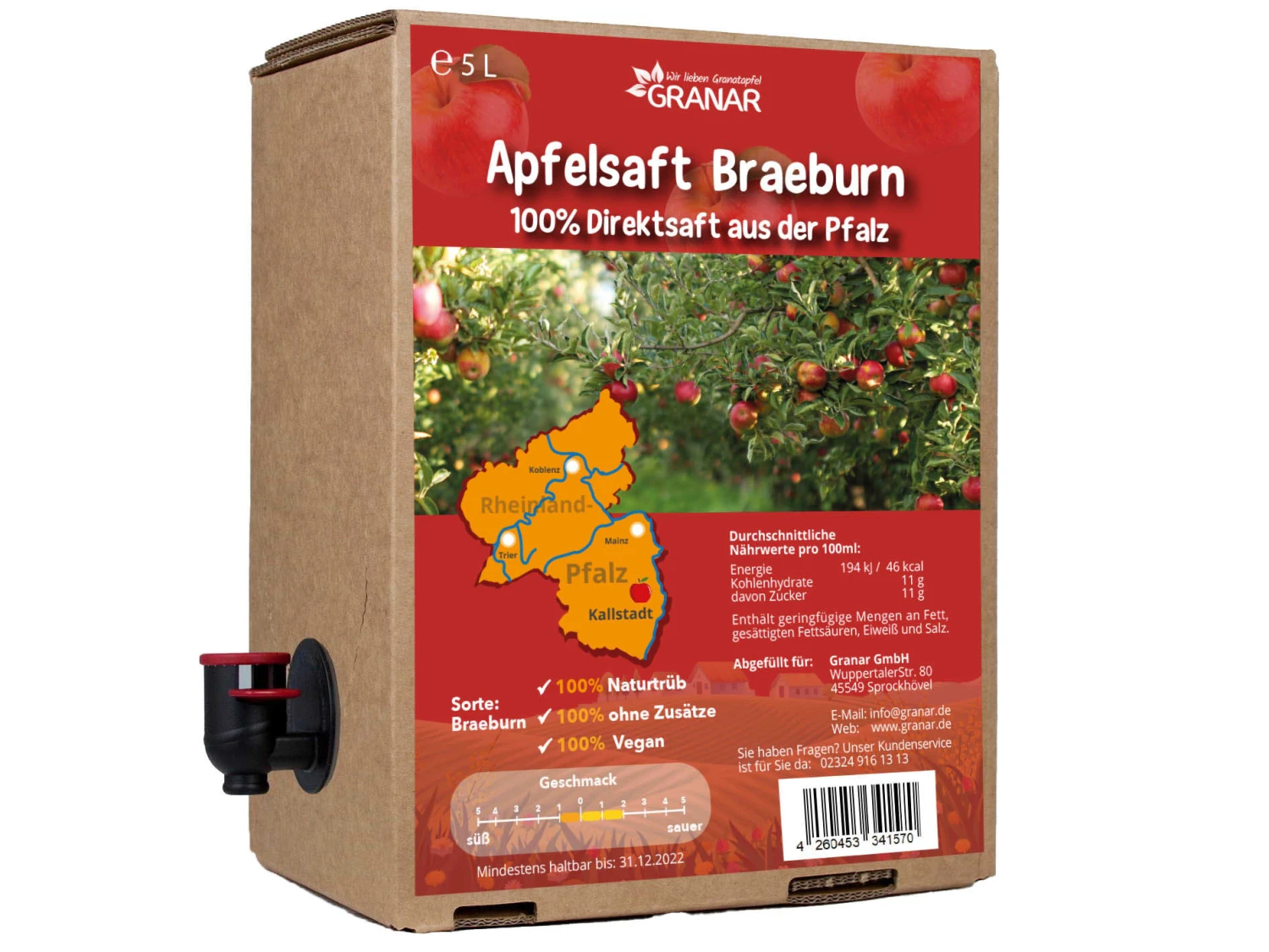 5L Braeburn Apfel Direktsaft, Vegan, Kaltgepresst, Box 3 5L Braeburn Apfel Direktsaft, Vegan, Kaltgepresst, Box