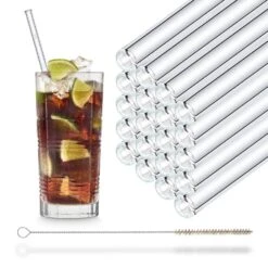 20er Party-Set Trinkhalme: Glas-Strohhalme In Transparent - 23 Cm