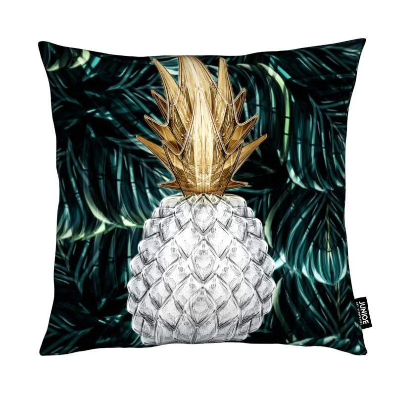 Kissen "Ananas Gold" In Grün & Weiß 3 Kissen "Ananas Gold" In Grün & Weiß