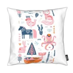 Kissen "Patchwork Animals" In Rosa & Weiß