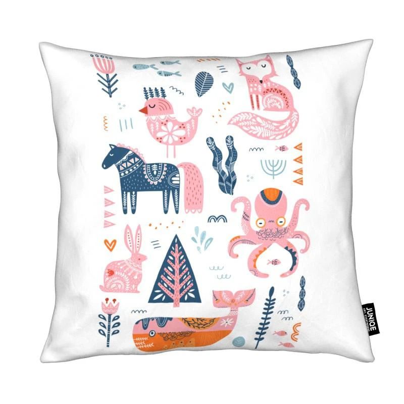 Kissen "Patchwork Animals" In Rosa & Weiß 3 Kissen "Patchwork Animals" In Rosa & Weiß