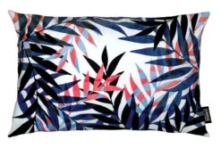 Kissen "Tropical Leaves" In Blau & Rot