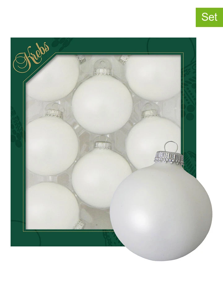 Christbaumkugeln In Weiß - 8 Stück - Ø 7 Cm 3 Christbaumkugeln In Weiß - 8 Stück - Ø 7 Cm