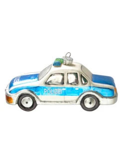 Christbaumornament "Polizeiwagen" In Blau/ Silber - (B)12 Cm