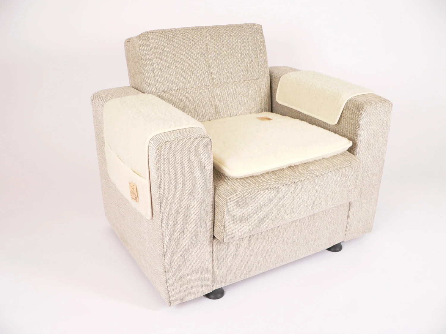 Armlehnenschoner Mit 3 Taschen In Ecru 3 Armlehnenschoner Mit 3 Taschen In Ecru