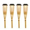 4er Set LED Solar Bambus Fackel In Natur