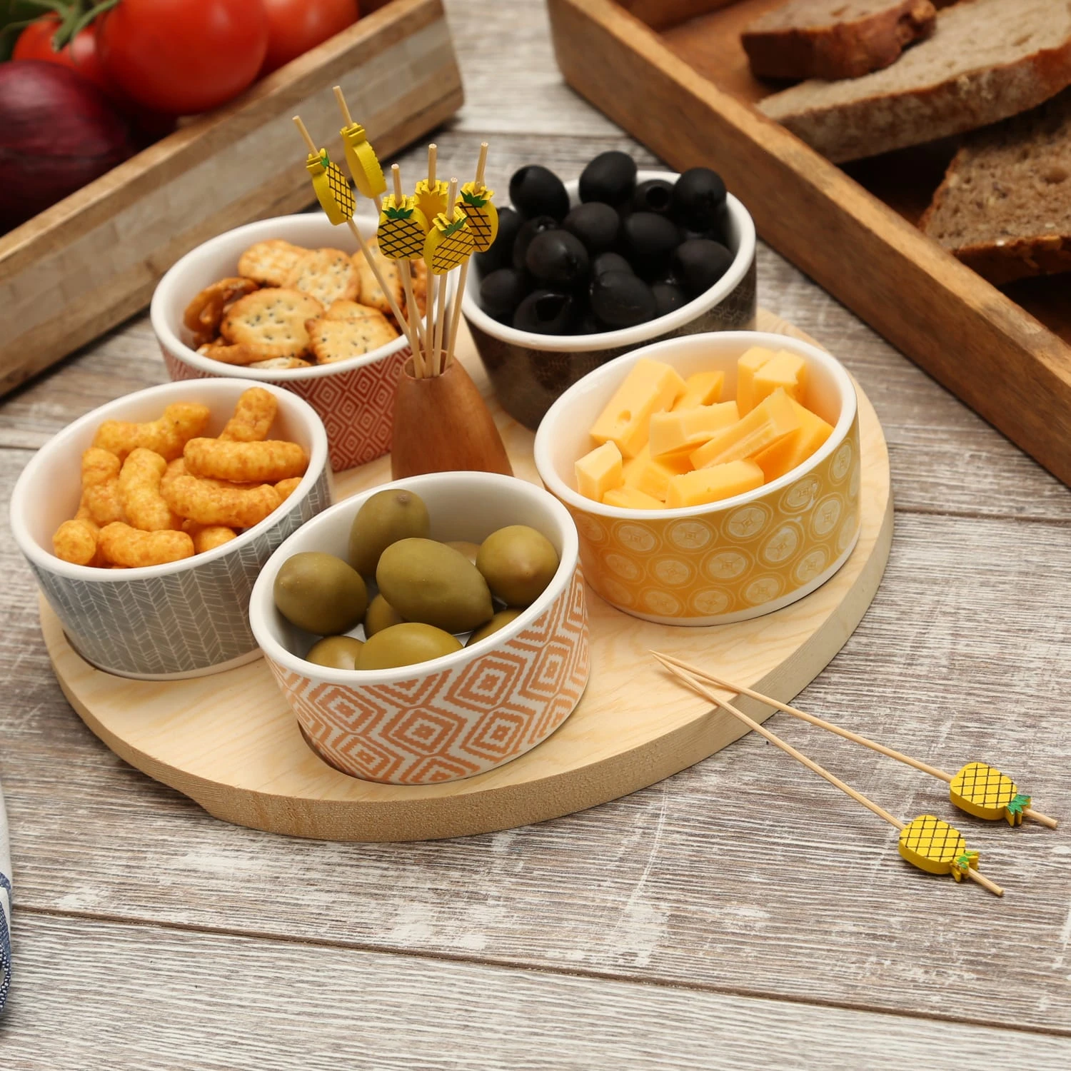 6-tlg. Servierset Tapas Set In Bunt - D: 25cm 5 6-tlg. Servierset Tapas Set In Bunt - D: 25cm – Bild 3