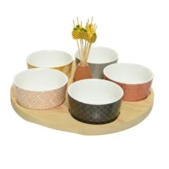 6-tlg. Servierset Tapas Set In Bunt - D: 25cm