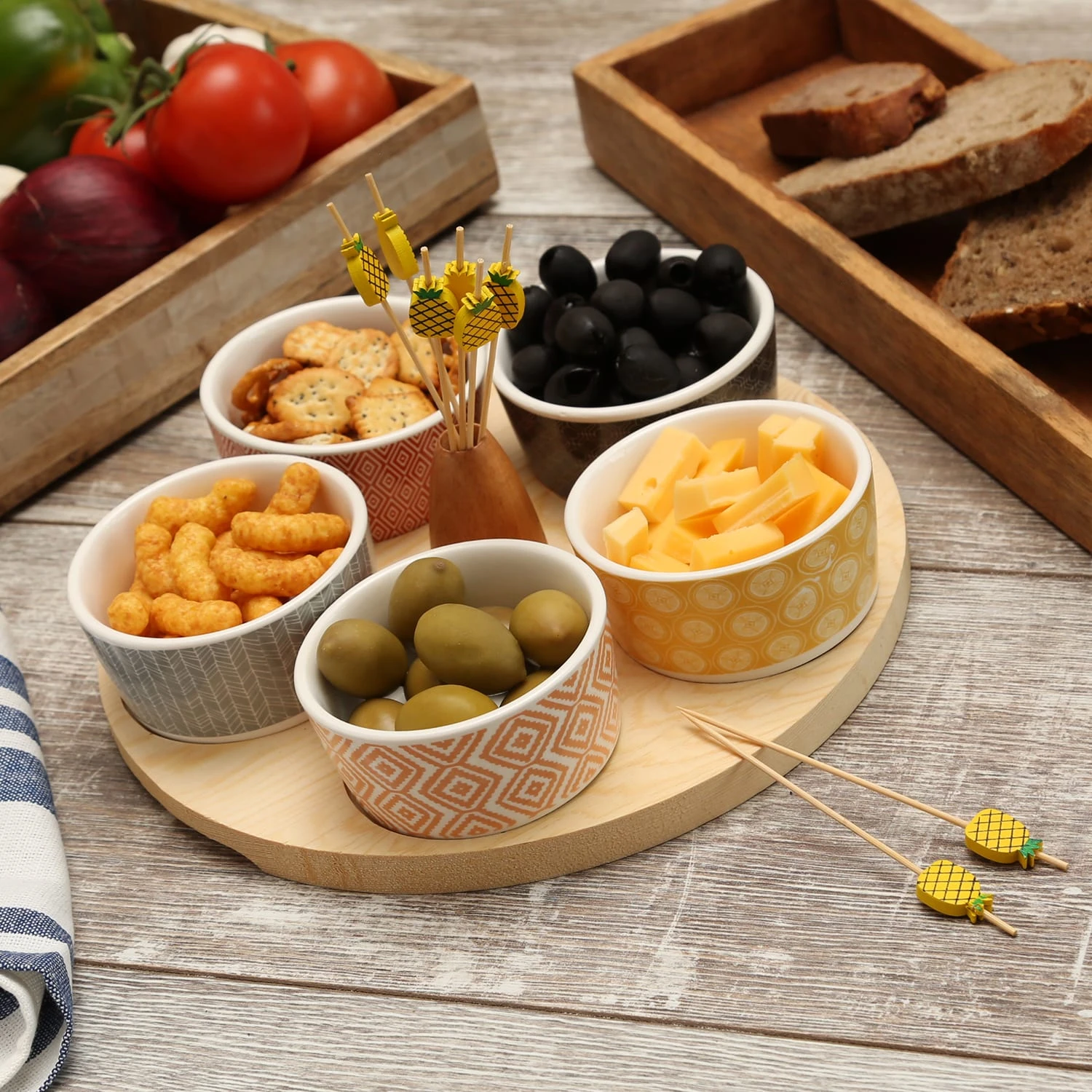 6-tlg. Servierset Tapas Set In Bunt - D: 25cm 6 6-tlg. Servierset Tapas Set In Bunt - D: 25cm – Bild 4
