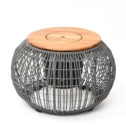 Beistelltisch Gartentisch Mit Behälter D: 58cm In Grau