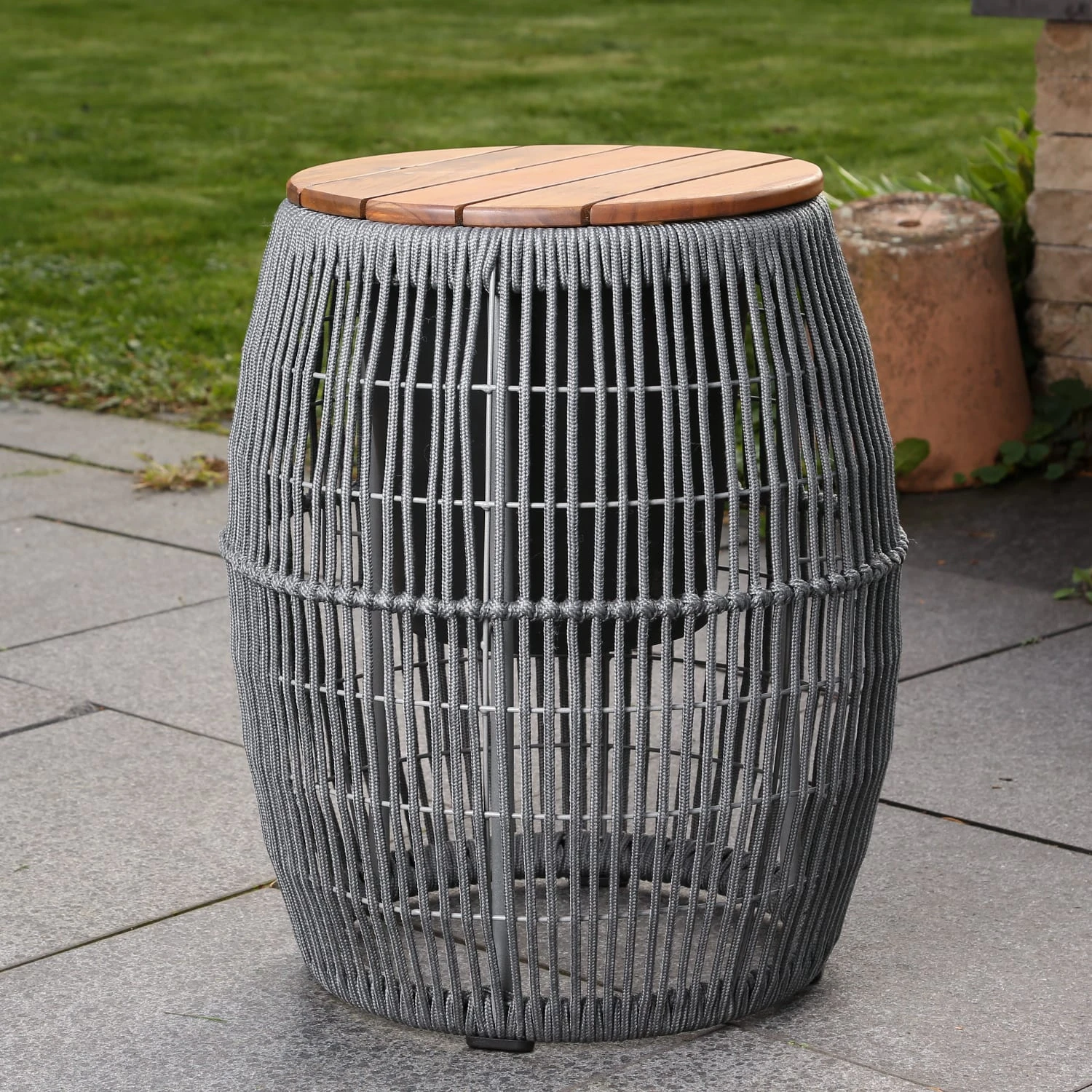 Beistelltisch Gartentisch Mit Behälter H: 49cm In Grau 4 Beistelltisch Gartentisch Mit Behälter H: 49cm In Grau – Bild 2