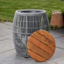 Beistelltisch Gartentisch Mit Behälter H: 49cm In Grau 11 Beistelltisch Gartentisch Mit Behälter H: 49cm In Grau -Allgemeiner Haushaltswarenladen marelida beistelltisch gartentisch mit behalter h 49cm in grau 3