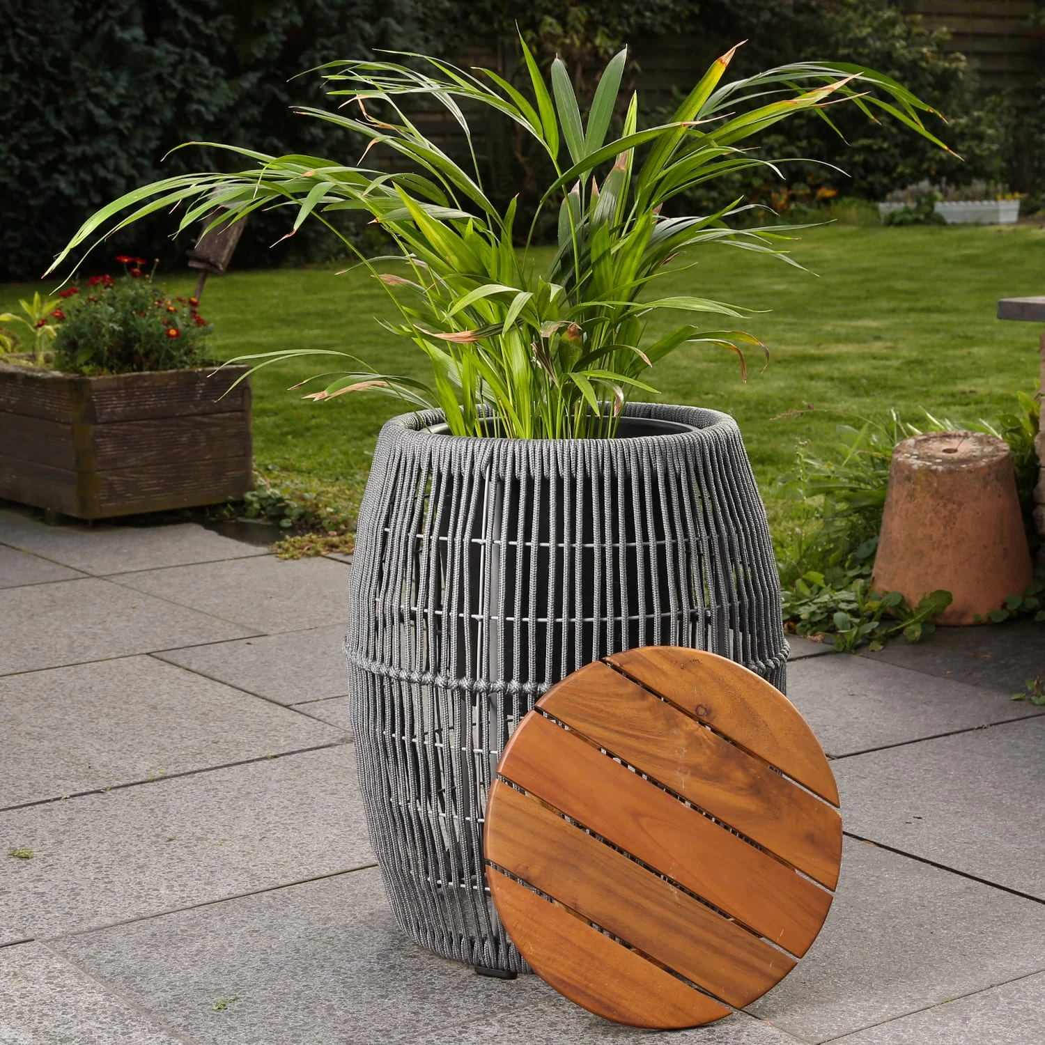 Beistelltisch Gartentisch Mit Behälter H: 49cm In Grau 7 Beistelltisch Gartentisch Mit Behälter H: 49cm In Grau – Bild 5