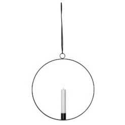 Dekoring Mit LED Stabkerze Zum Aufhängen Kerzenhalter D: 28,5cm In Schwarz