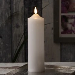 LED Kerze Echtwachs Flackernd H: 22,5cm In Weiß -Allgemeiner Haushaltswarenladen marelida led kerze echtwachs flackernd h 22 5cm in weiss 1