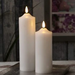 LED Kerze Echtwachs Flackernd H: 22,5cm In Weiß -Allgemeiner Haushaltswarenladen marelida led kerze echtwachs flackernd h 22 5cm in weiss 2