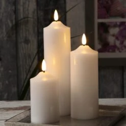 LED Kerze Echtwachs Flackernd H: 22,5cm In Weiß -Allgemeiner Haushaltswarenladen marelida led kerze echtwachs flackernd h 22 5cm in weiss 3