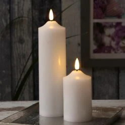 LED Kerze Echtwachs Flackernd H: 22,5cm In Weiß -Allgemeiner Haushaltswarenladen marelida led kerze echtwachs flackernd h 22 5cm in weiss 4